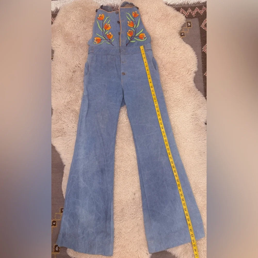Chasing Unicorns Denim Overalls with Floral Embroidery - Picture 5 of 10